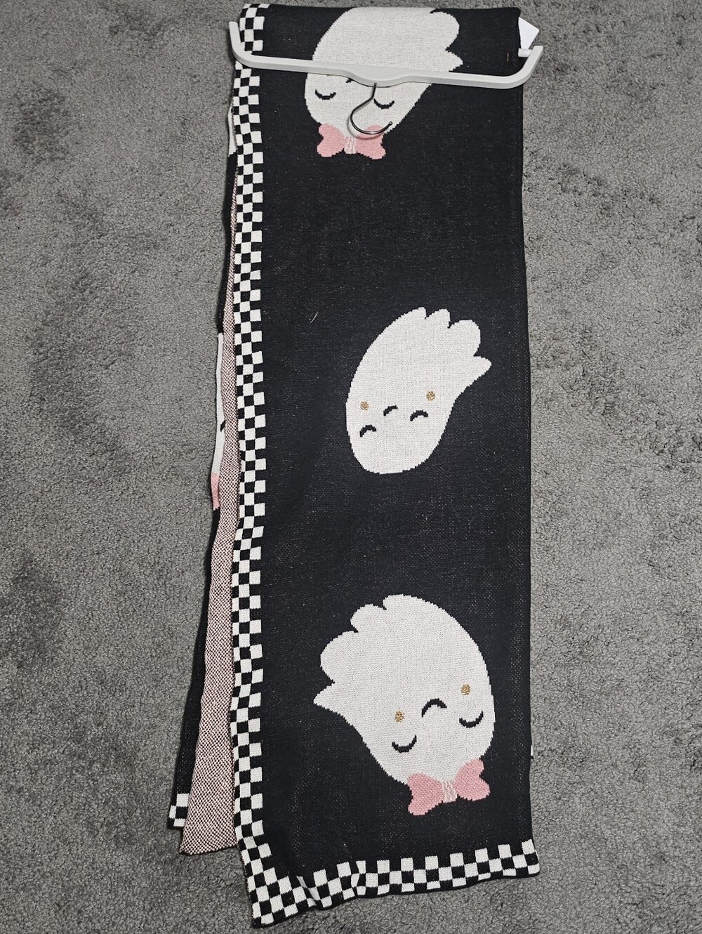 NWT Goblin & Ghoul Black/Checkered/Gold Ghost Throw Blanket 50" x 70" Halloween